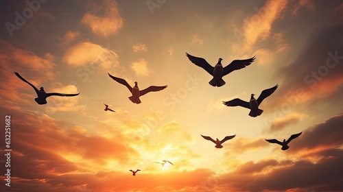 Birds of freedom wildlife geese flock in the sky photo