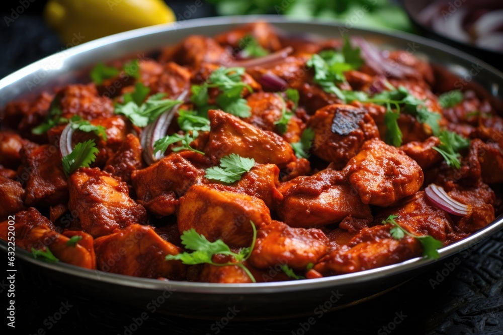 close-up of marinated chicken for tikka masala close-up of marinated chicken for tikka masala