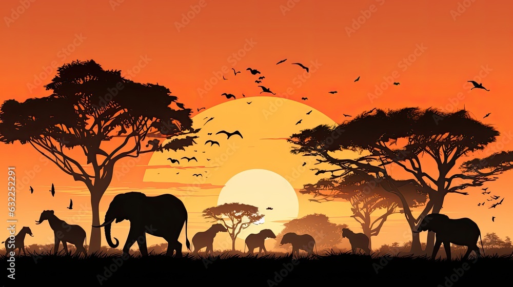 African wildlife preservation showcasing a vast array of animals in their natural habitat