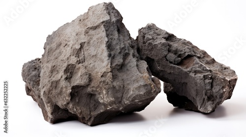 Porous rock isolated on white background with shadows. Permeable rocks, porous, lava rock and geology concept.