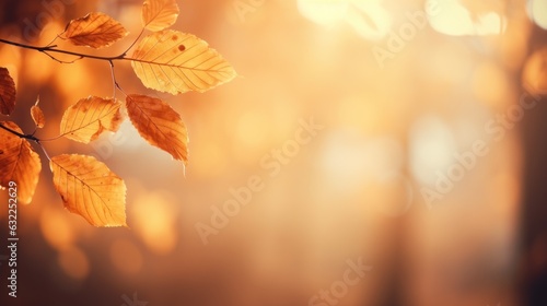 Enchanting Autumn Forest Background for Thanksgiving AI Generated