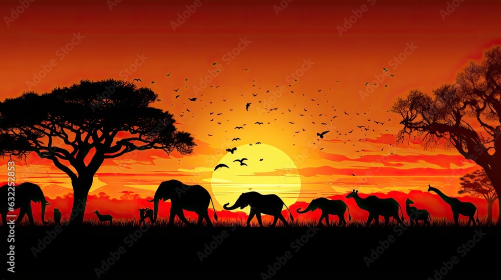 African wildlife preservation showcasing a vast array of animals in their natural habitat