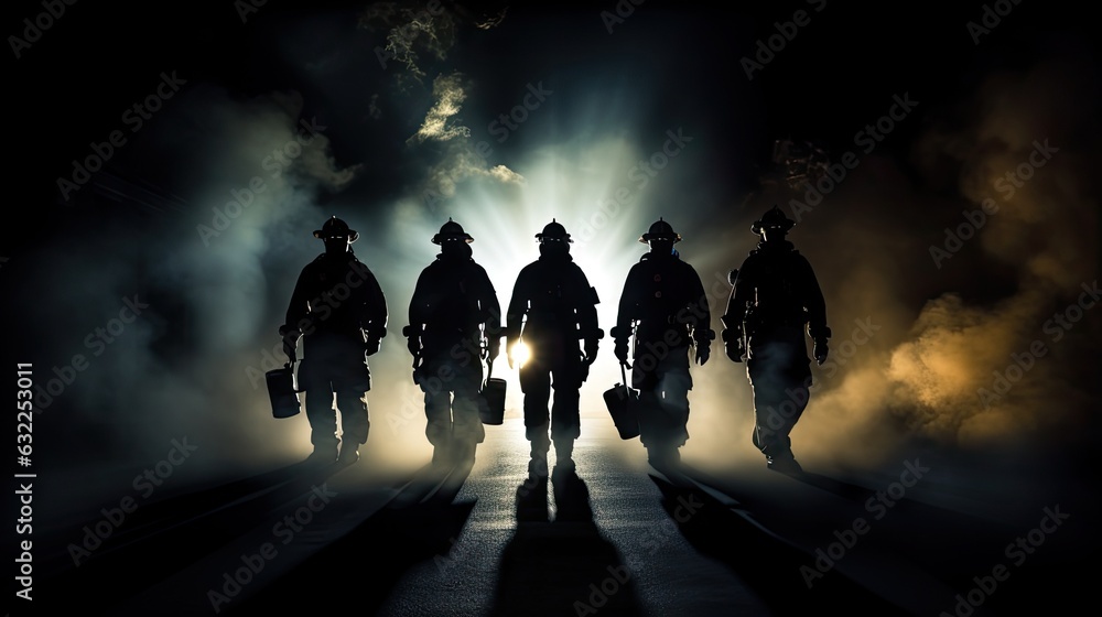 custom made wallpaper toronto digitalFirefighters with flashlights on their chests walking away from smoke