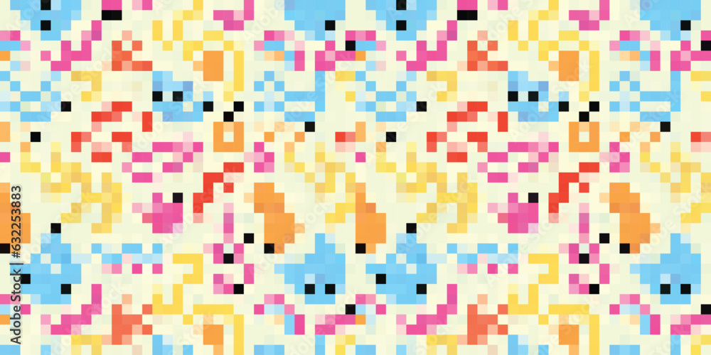 Pixelated Colorful Vibrant Geometric grid modern abstract pixel Noise Vector texture, Tile seamless pattern background