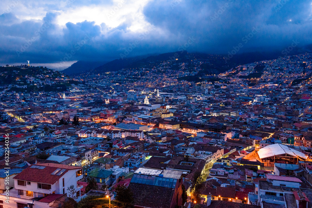 Historic Center of Quito at sunset