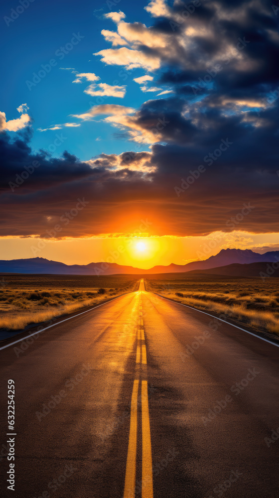 Wüstenstraße Sonnenuntergang