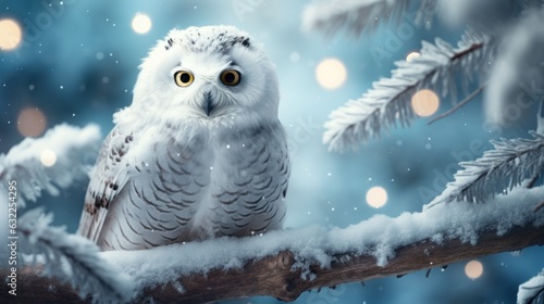 Enchanting Cinematic Photography of a Cute Snow Owl in a Magical Christmas Setting AI Generated