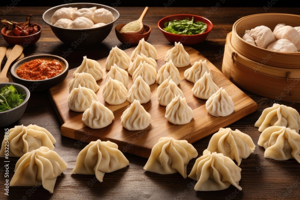 dumplings being folded in various shapes