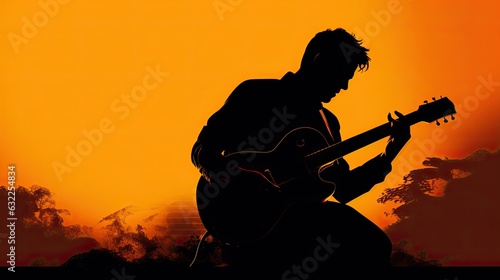 Guitar player in silhouette