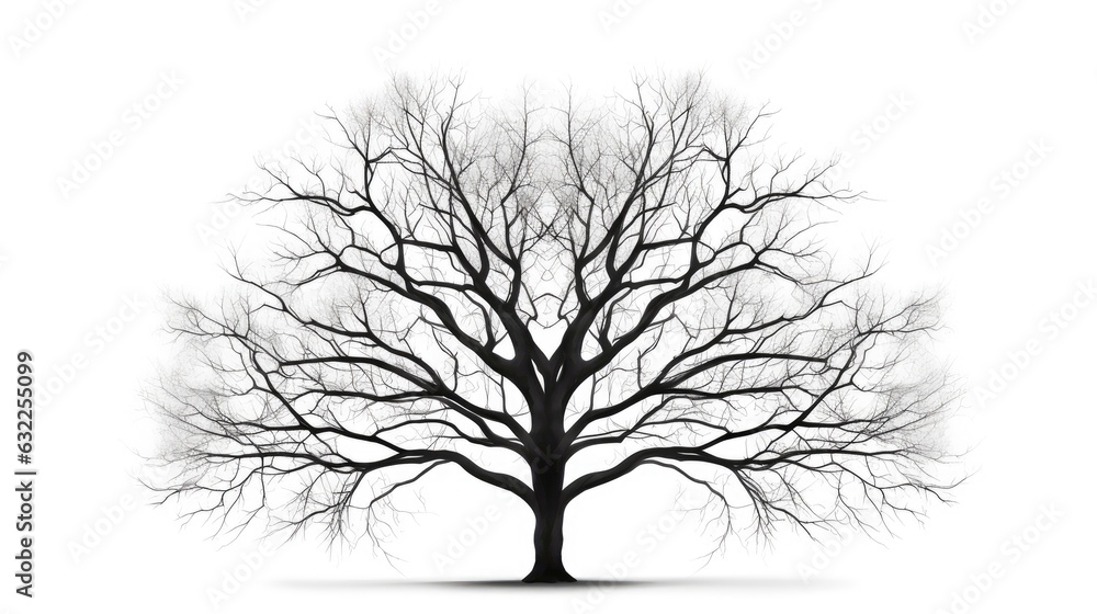 Leafless tree isolated on white