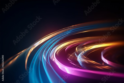 Abstract futuristic background with glowing neon moving high speed Circle and bokeh lights. Data transfer concept Fantastic wallpaper. Ai Generative