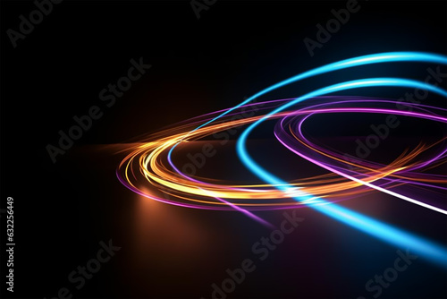 Abstract futuristic background with glowing neon moving high speed Circle and bokeh lights. Data transfer concept Fantastic wallpaper. Ai Generative