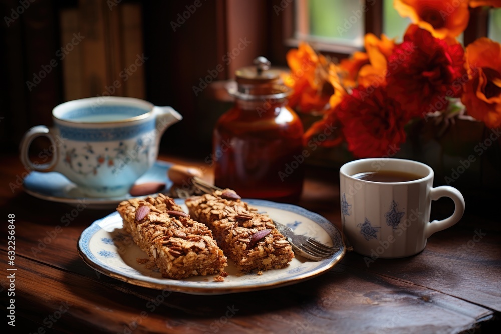 granola bars with a cup of tea or coffee granola bars with a cup of tea or coffee