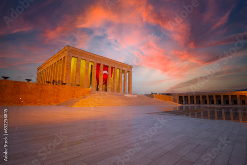 Mausoleum of Ataturk at amazing sunset , Ankara, Turkey photo