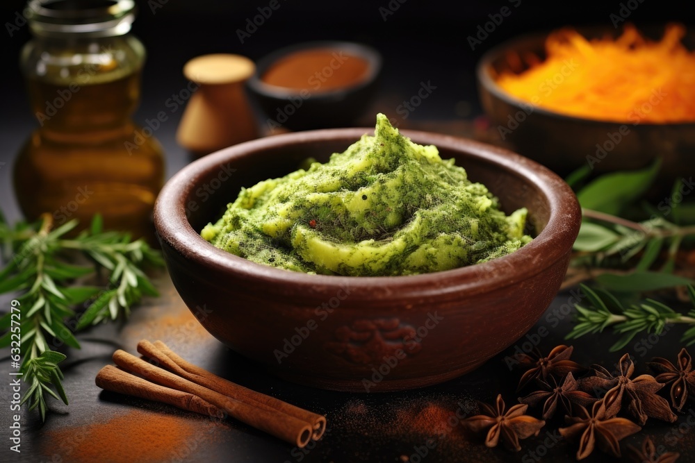 mashed avocado in a bowl with spices mashed avocado in a bowl with spices