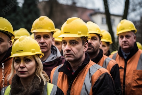 Group of People Wearing Hard Hats in New Leipzig School Style AI Generated