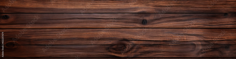 Fototapeta premium Wide banner with old teak wood texture as a background.