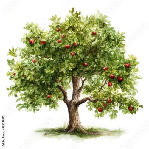 Watercolor Apple Tree for Toddler Book AI Generated