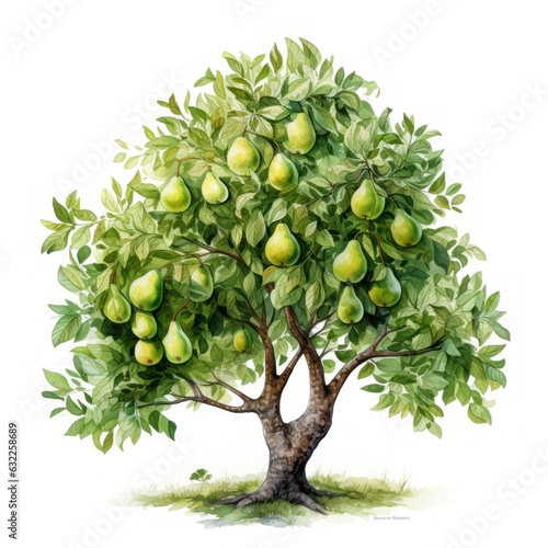 Watercolor Pear Tree for Children s Book AI Generated