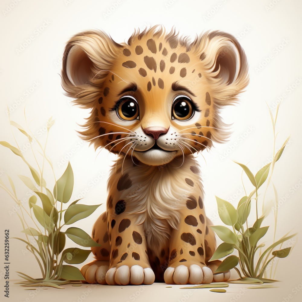Cute Baby Leopard Nursery Wall Art AI Generated Cute Baby Leopard Nursery Wall Art AI Generated