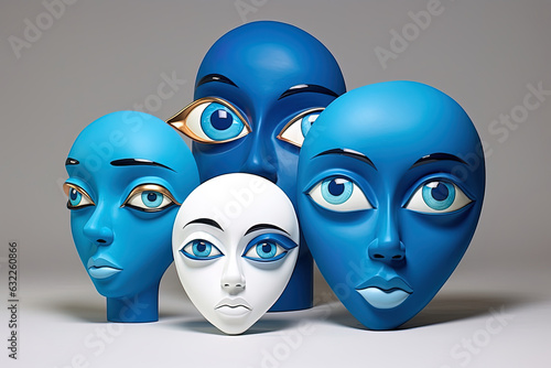 Illustration group of innovative figures, with unique blue eyes that radiate creativity