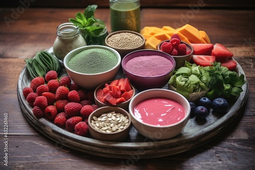 artistic shot of smoothie bowl ingredients scattered on a table