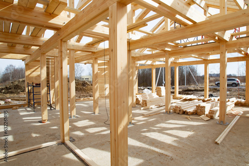Frame of wooden house. Cons...