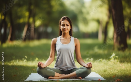 Young Woman Practicing Yoga. Generative AI