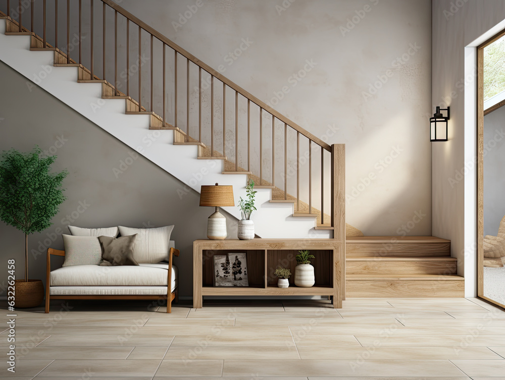 Scandinavian modern hallway interior design in a minimalist style ...