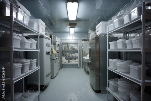 frosty interior of cryonics storage room photo