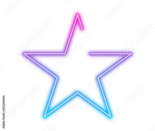 Transparent modern neon star shape in purple and pink