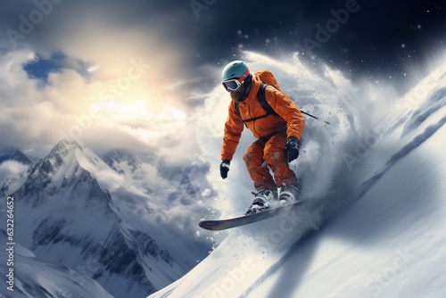 Pictures of extreme sports in the snow, Generative AI © Nino66