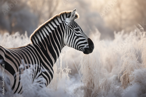 a zebra in winter