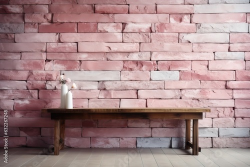 Fond de texture de mur de brique rose et blanc pastel. Pile de conception de maçonnerie de modèle de brique. Décoration de toile de fond de conception de maison ou de bureau, ia
