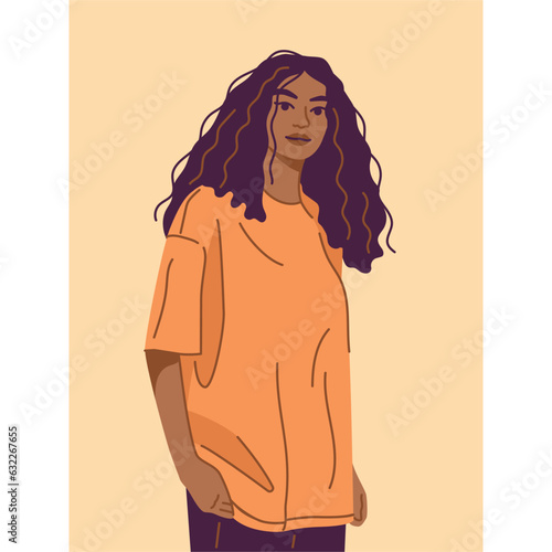 SStylish young african american woman dressed in oversize clothes