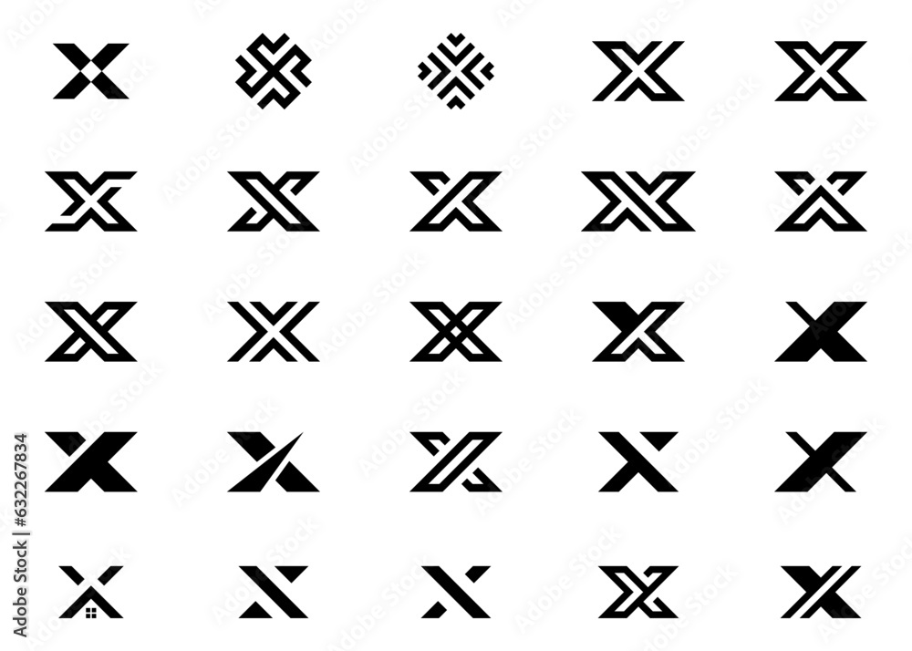 Initials Letter X logo design, Set Logo Design Icon Symbol Initials Letter X logo design, Set Logo Design Icon Symbol