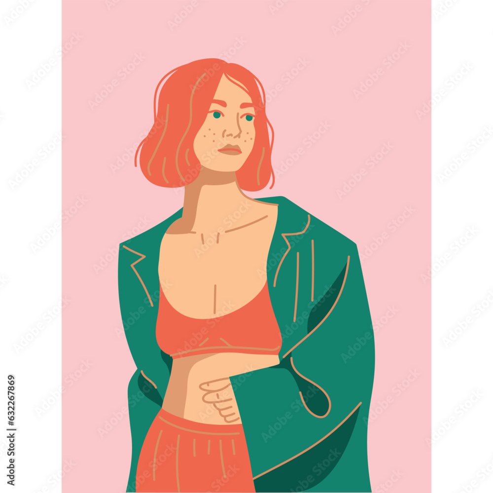 Stylish young redhair woman dressed in trendy clothes Stylish young redhair woman dressed in trendy clothes