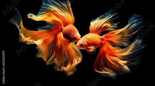 The Intense Dance of Beautiful Beta Fishes AI Generated © Alex