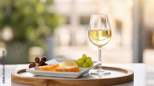 Immerse Yourself in the Harmonious Symphony of White Cold Wine Complementing an Alluring Platter of Culinary Treasures