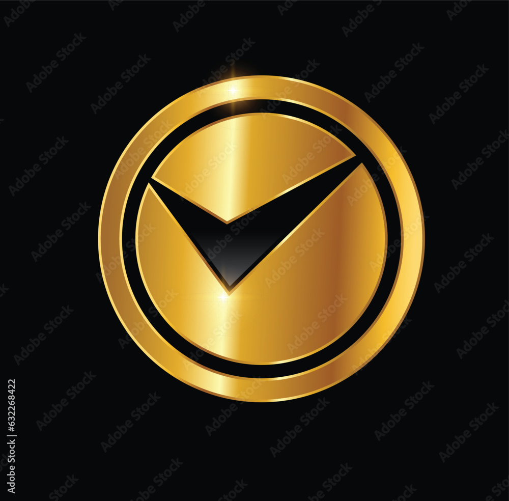 A vector illustration of Golden Circle V check Logo Vector Illustration