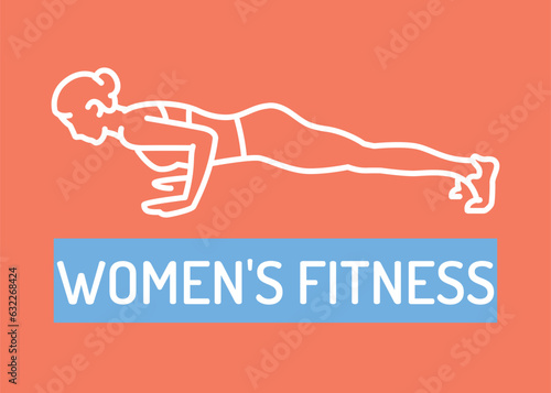 Girl is doing push ups black line icon.