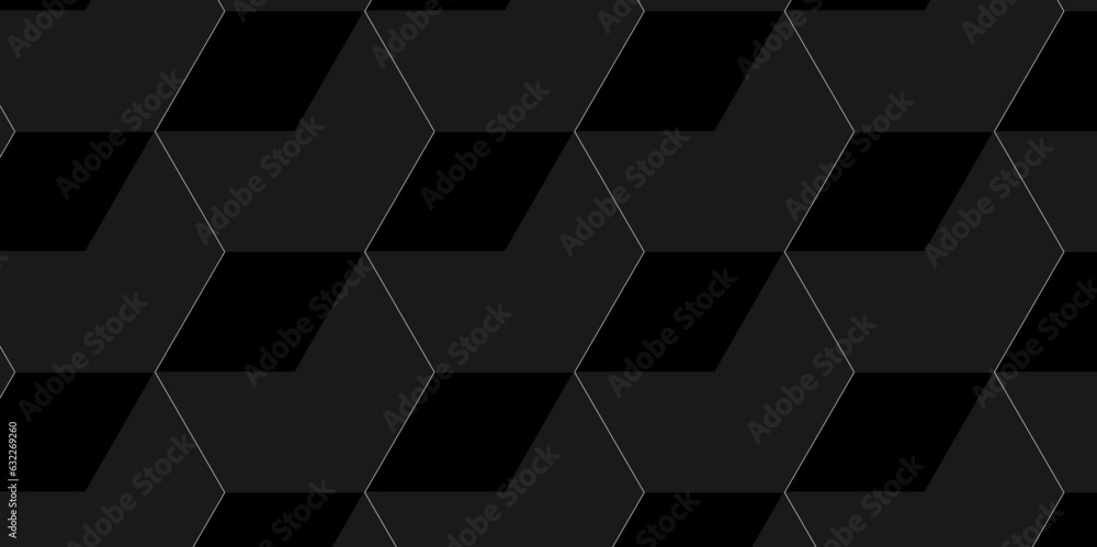 Geometric pattern abstract background. abstract cubes geometric dark black color hexagon technology background. digital cube honeycomb Front view of white texture for background. Geometric pattern abstract background. abstract cubes geometric dark black color hexagon technology background. digital cube honeycomb Front view of white texture for background.