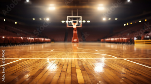 Basketball Arena with basketball ball. Generative AI