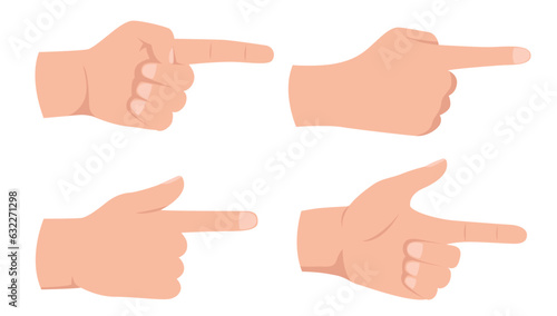 Pointing hands vector collection - Set of illustration with hand pointing with finger. Flat design with white background