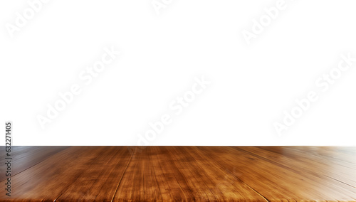 Wooden table surface for product placement, isolated on transparent background, Regenerative AI