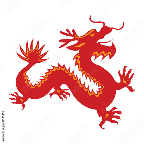 Traditional Chinese dragon  red silhouette. Symbol for 2024 New Year. Vector illustration.