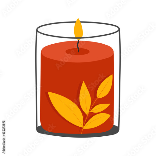 Scented wax candle isolated on white. Cartoon light concept vector illustration. Home design, interior, light concept
