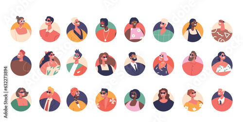 Characters Avatar Set, Diverse Collection Of Customizable Digital Round Icons, Representing Various Ethnicities