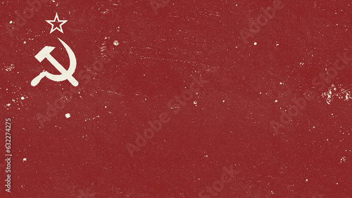 Vintage old grunge grungy dirty soviet union flag background red and white washed out halftone paper texture photo