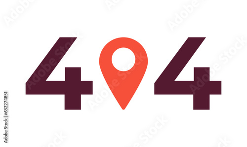 Red gps pin error 404 flash message. Navigator pointer. Empty state ui design. Page not found popup cartoon image. Vector flat illustration concept on white background
